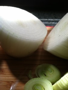 Fresh sliced onions